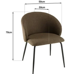 Chaise style cabriolet tissu marron (lot de 2) TIM