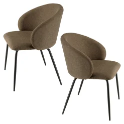 Chaise style cabriolet tissu marron (lot de 2) TIM