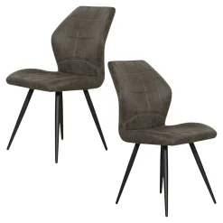 Chaise taupe motif damier,(lot de 2) LOMBARDIE