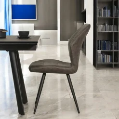 Chaise taupe motif damier,(lot de 2) LOMBARDIE