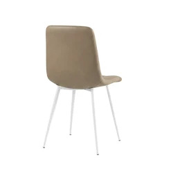 Chaise taupe motif damier pieds blancs (x2) LORA