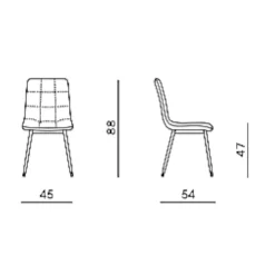 Chaise taupe motif damier pieds blancs (x2) LORA