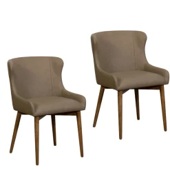 Chaise taupe vintage à dossier enveloppant (x2) LARIO