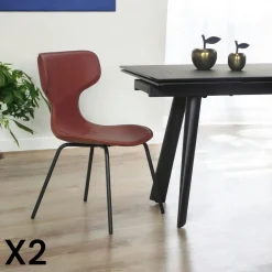 Chaise terracotta avec dossier en T, revêtement nettoyable (lot de 2) LOMBARDIE