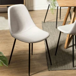 Chaise tissu beige TIM (lot de 2)