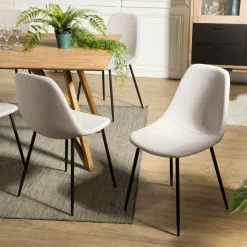 Chaise tissu beige TIM (lot de 2)