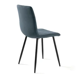 Chaise tissu bleu à coutures verticales (lot de 2) LORA