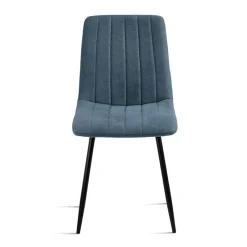 Chaise tissu bleu à coutures verticales (lot de 2) LORA