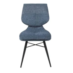Chaise tissu bleu à dossier double (lot de 2) LIGURIE