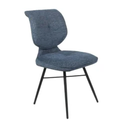 Chaise tissu bleu à dossier double (lot de 2) LIGURIE