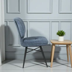 Chaise tissu bleu à dossier double (lot de 2) LIGURIE