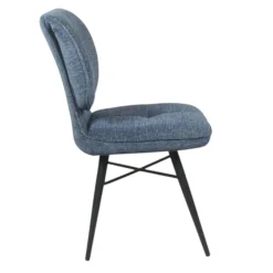 Chaise tissu bleu à dossier double (lot de 2) LIGURIE