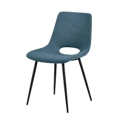Chaise tissu bleu à dossier ouvert (lot de 2) LORA