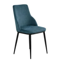 Chaise tissu bleu pieds métal noir (x2) AUREN
