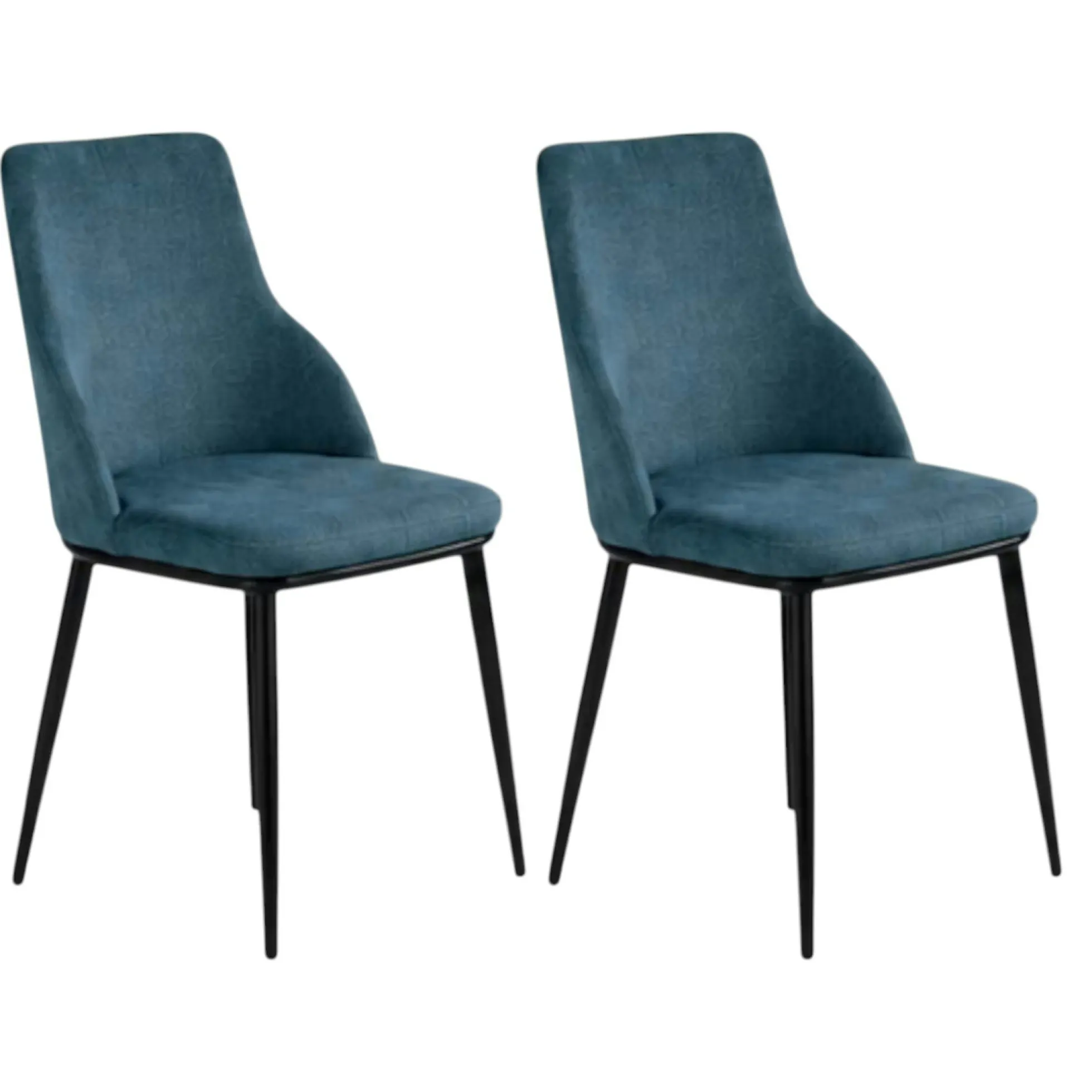 Chaise tissu bleu pieds métal noir (x2) AUREN