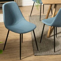 Chaise tissu bleu TIM (lot de 2)