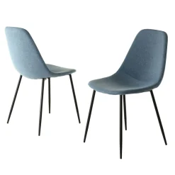Chaise tissu bleu TIM (lot de 2)