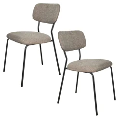 Chaise tissu brun taupe style écolier (lot de 2) MALANG