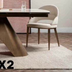 Chaise tissu écru à dos ouvert et pieds cuivrés (lot de 2) TREVI