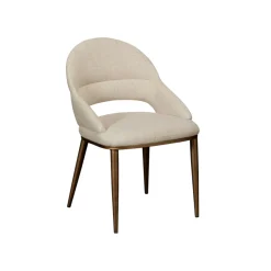 Chaise tissu écru à dos ouvert et pieds cuivrés (lot de 2) TREVI