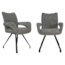 Chaise tissu gris chiné accoudoirs larges (lot de 2) LIGURIE