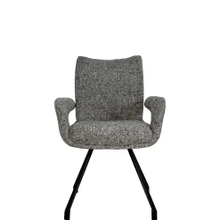 Chaise tissu gris chiné accoudoirs larges (lot de 2) LIGURIE
