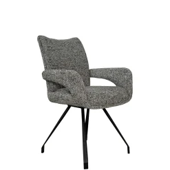 Chaise tissu gris chiné accoudoirs larges (lot de 2) LIGURIE