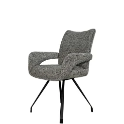 Chaise tissu gris chiné accoudoirs larges (lot de 2) LIGURIE