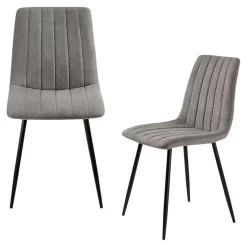 Chaise tissu gris clair à coutures verticales (x2) LORA