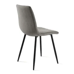Chaise tissu gris clair à coutures verticales (x2) LORA