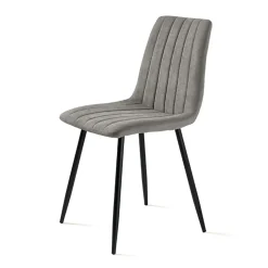Chaise tissu gris clair à coutures verticales (x2) LORA