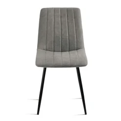 Chaise tissu gris clair à coutures verticales (x2) LORA
