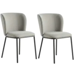 Chaise tissu gris clair dossier courbe (x2) AUREN