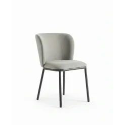 Chaise tissu gris clair dossier courbe (x2) AUREN