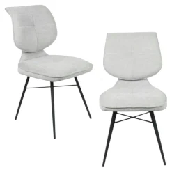 Chaise tissu gris à dossier double (lot de 2) LIGURIE