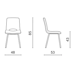 Chaise tissu gris à dossier ouvert (lot de 2) LORA
