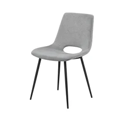Chaise tissu gris à dossier ouvert (lot de 2) LORA
