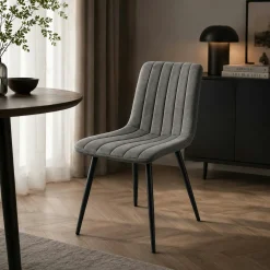 Chaise tissu gris foncé à coutures verticales (x2) LORA