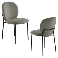 Chaise tissu gris foncé design arrondi (lot de 2) LORA