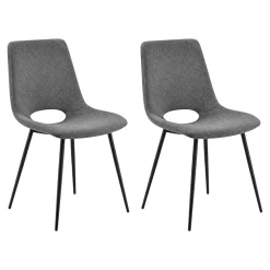 Chaise tissu gris foncé à dossier ouvert (lot de 2) LORA