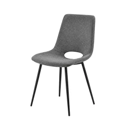 Chaise tissu gris foncé à dossier ouvert (lot de 2) LORA