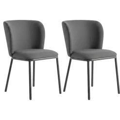 Chaise tissu gris foncé dossier courbe (x2) AUREN
