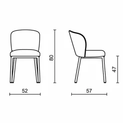 Chaise tissu gris foncé dossier courbe (x2) AUREN