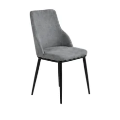 Chaise tissu gris pieds métal noir (x2) AUREN