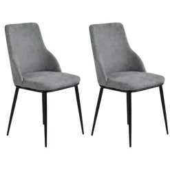 Chaise tissu gris pieds métal noir (x2) AUREN