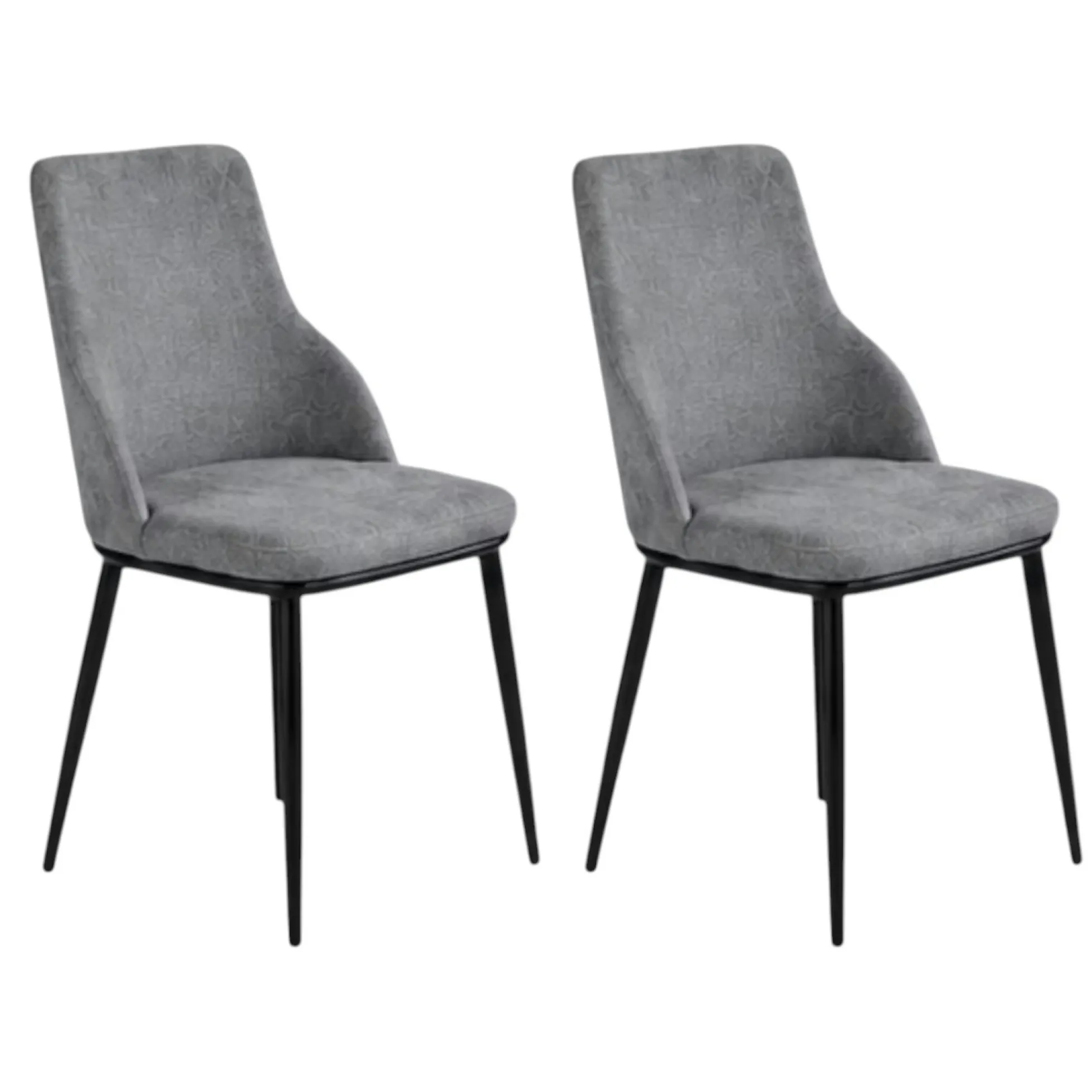 Chaise tissu gris pieds métal noir (x2) AUREN
