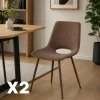 Chaise tissu marron à dossier ouvert (lot de 2) LORA