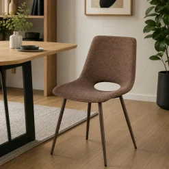 Chaise tissu marron à dossier ouvert (lot de 2) LORA