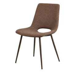 Chaise tissu marron à dossier ouvert (lot de 2) LORA