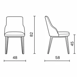 Chaise tissu marron pieds bronze (x2) AUREN